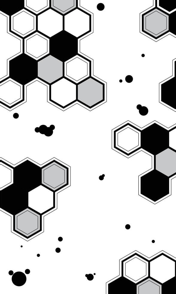 Abstract hexagon pattern monochrome wallpaper vector