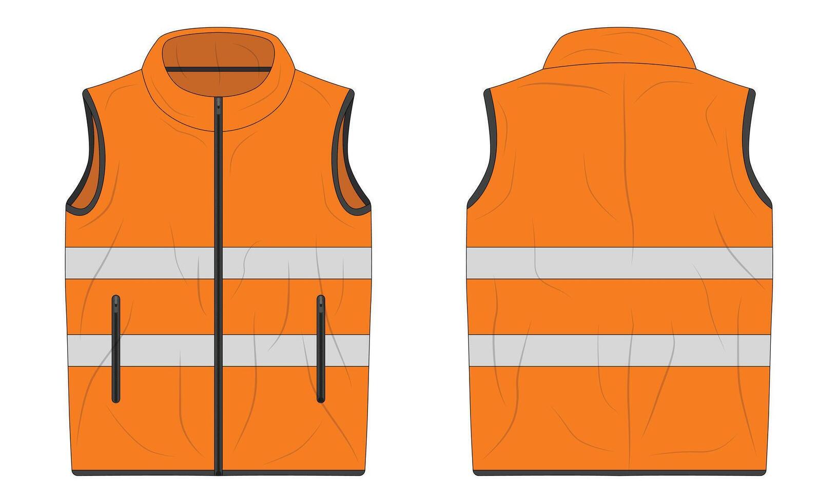 Orange hi vis vest mockup front and back view vector