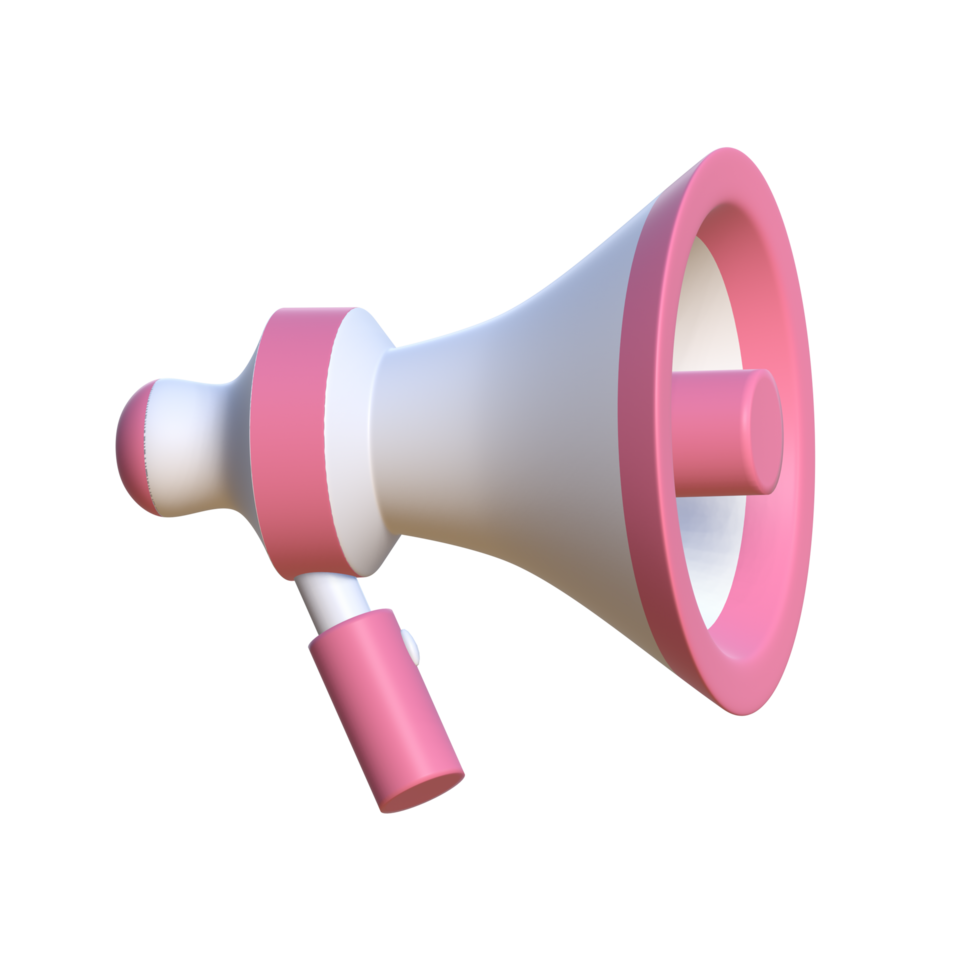 3d illustration of a megaphone with a combination of white and red colors. Suitable for use in presentation and advertising media png