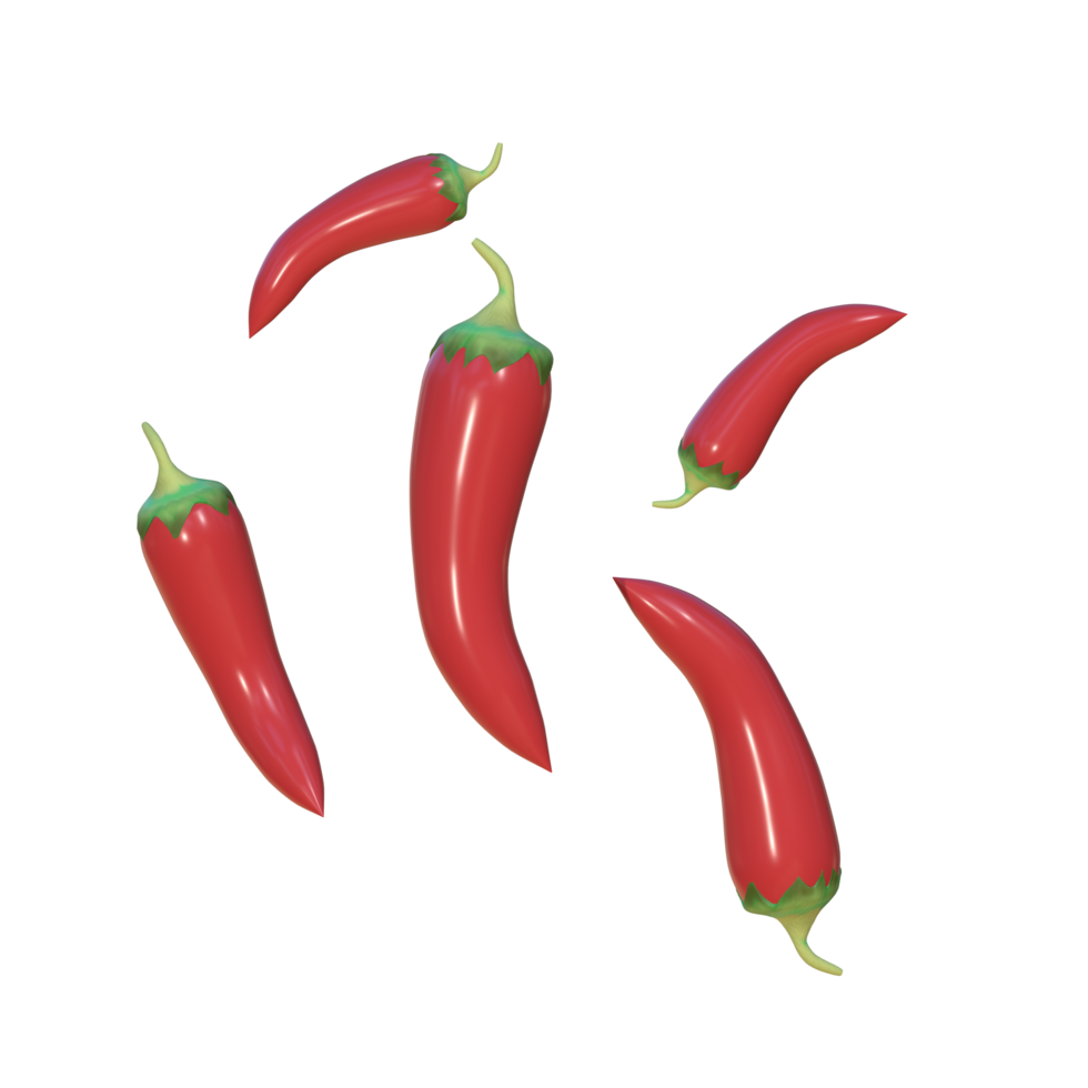 3d illustration of red chili with transparent background. Suitable for use as advertising media in the culinary field, food and beverage png