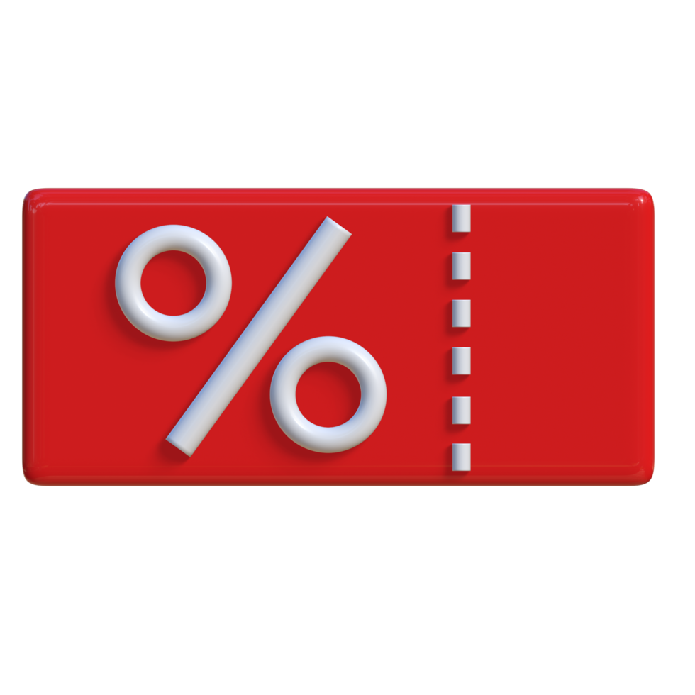 Illustration of 3D icons of a red discount coupon or voucher. Suitable for media presentations, advertisements, finances, holidays and banking png