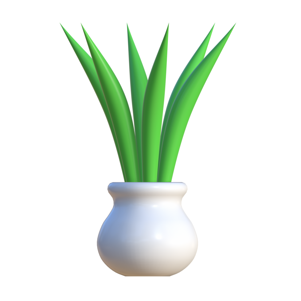 3D Illustration of a green leafy flower in a white pot. Suitable for presentation media and advertising png