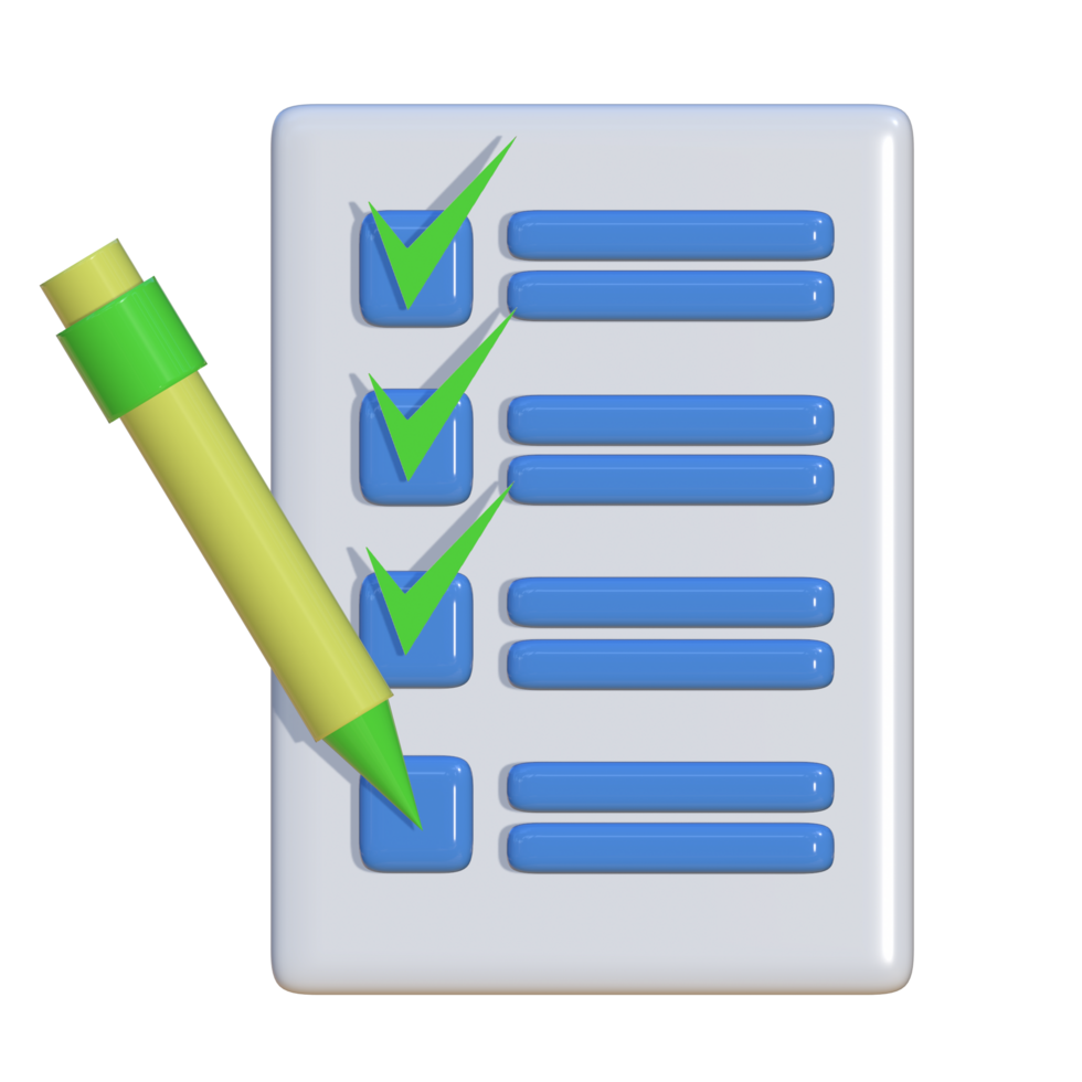 3D icon of a document containing some verified information. Suitable for business presentations and corporate assets png