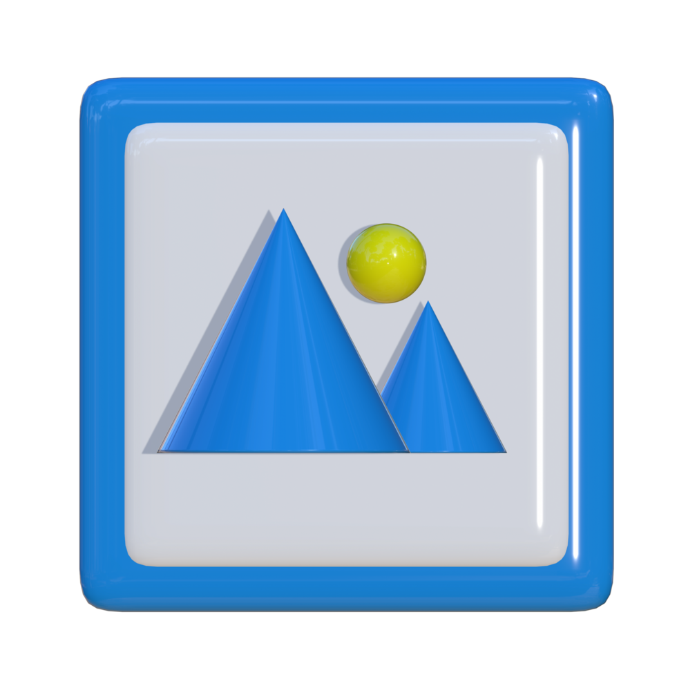 3D icon of a simple mountain and sun image. Suitable for business presentations and corporate assets png