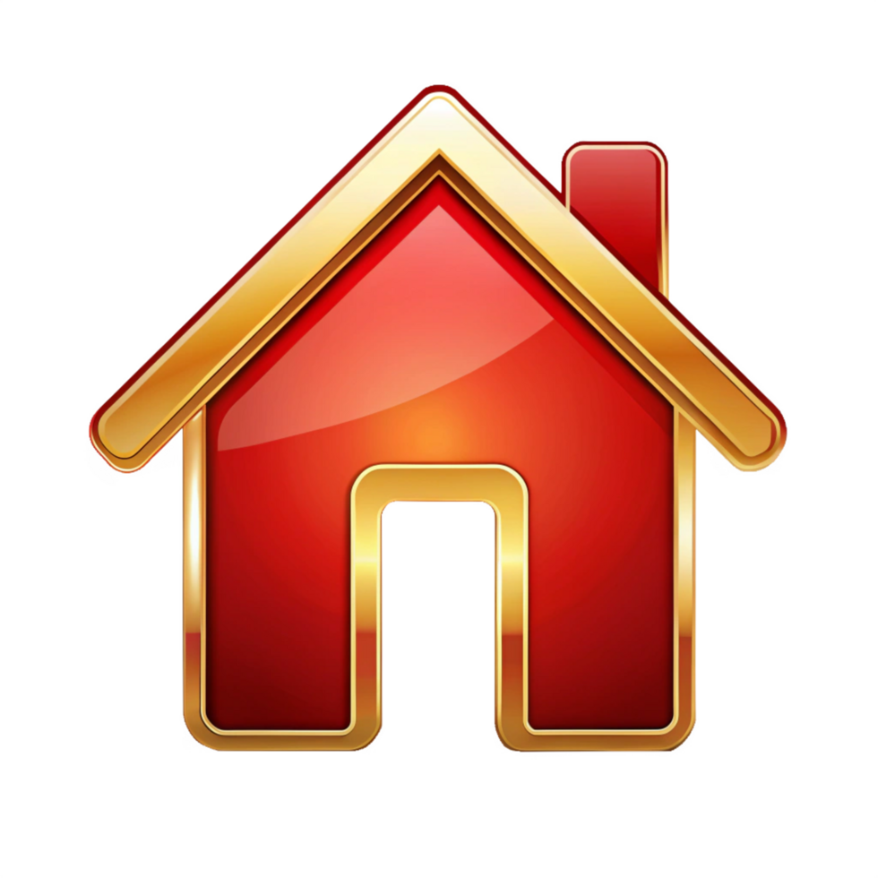 Red And Golden Home icon symbol isolated on transparent background png
