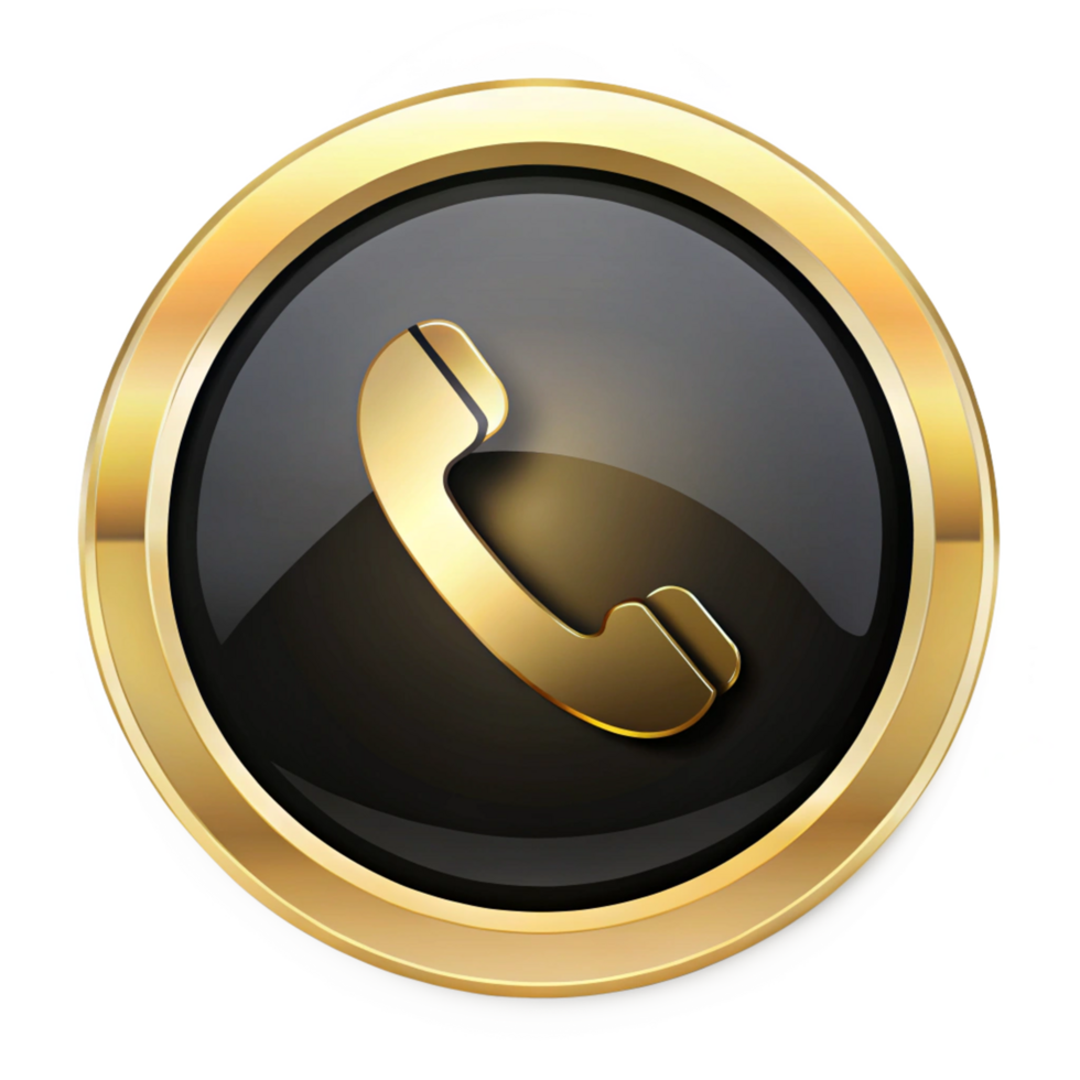 Black and Golden Phone button isolated on transparent background png