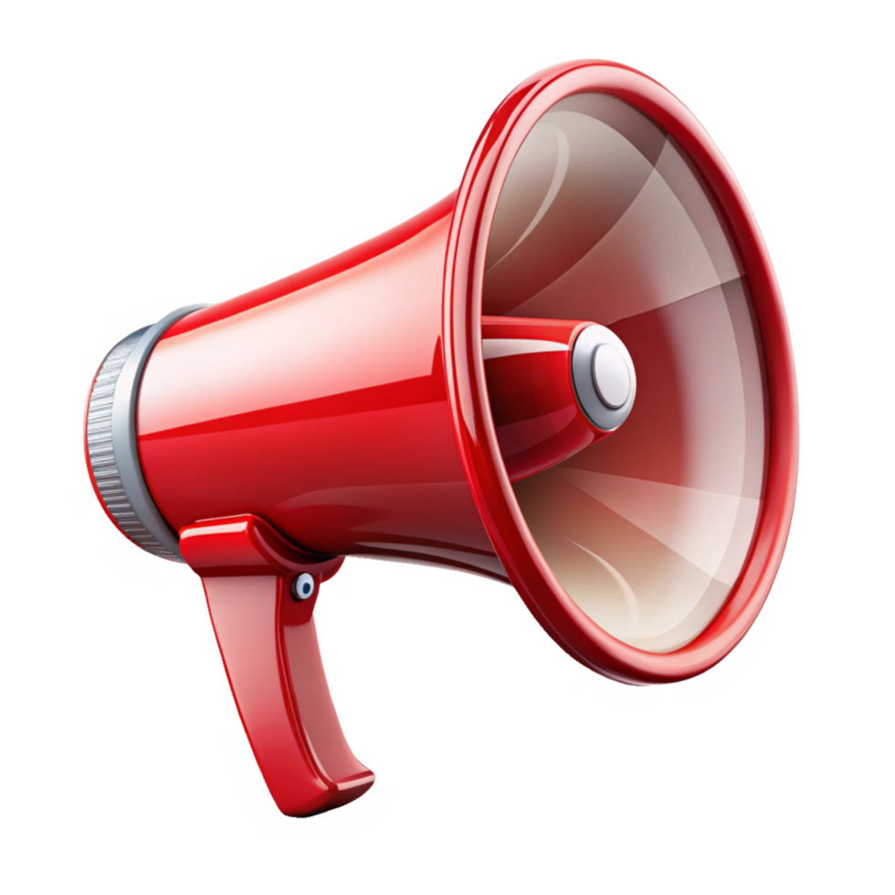 Red Megaphone icon isolated on transparent background png