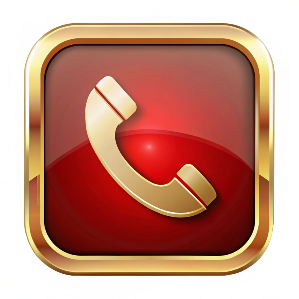 Red and Golden Phone icon button isolated on transparent background png