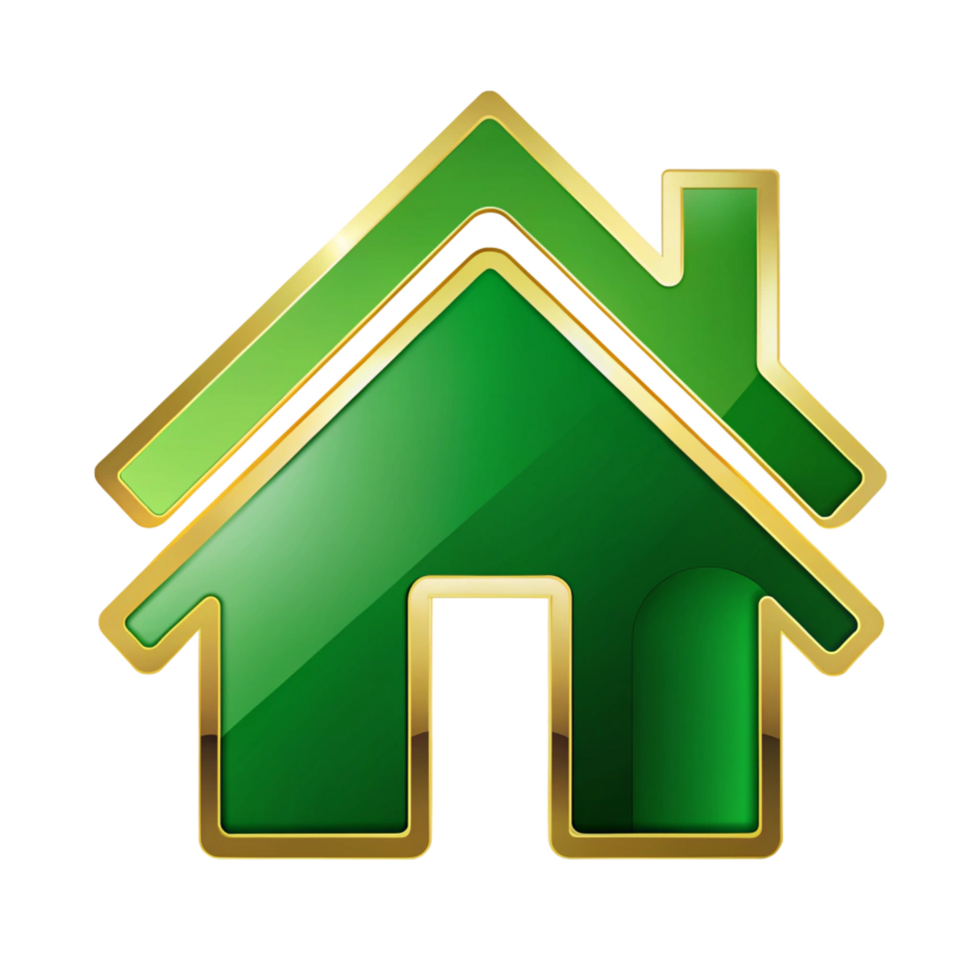 Green And Golden Home icon isolated on transparent background png