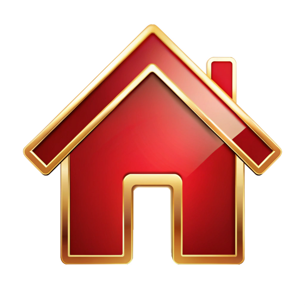 Red And Golden Home icon isolated on transparent background png