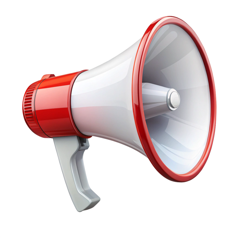 Red and white Megaphone icon isolated on transparent background png