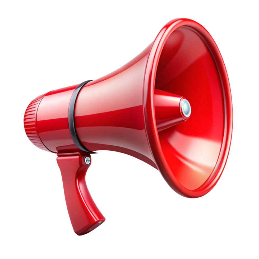 3d red Megaphone icon isolated on transparent background png