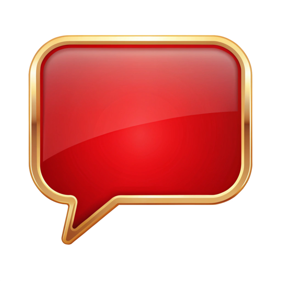 Red Chat Bubble icon shape isolated on transparent background png