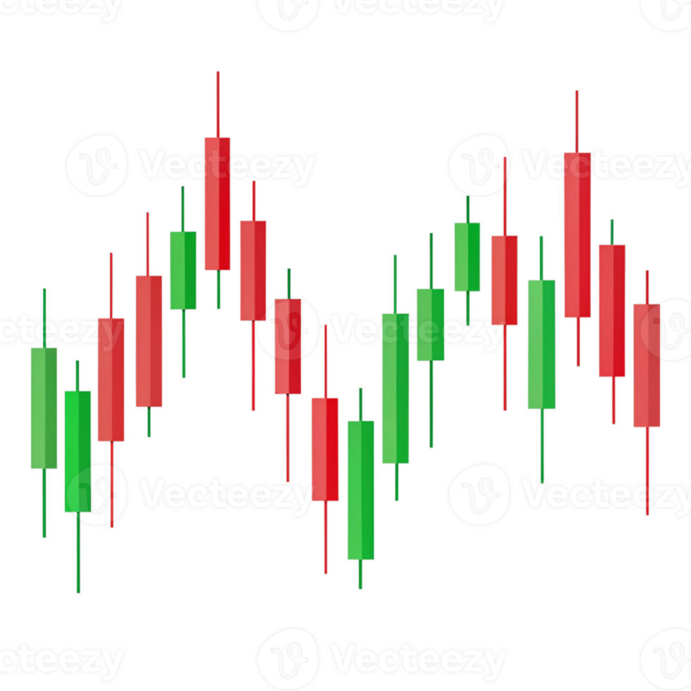 Trading red and green Candle Stick Graph chart isolated on transparent background png