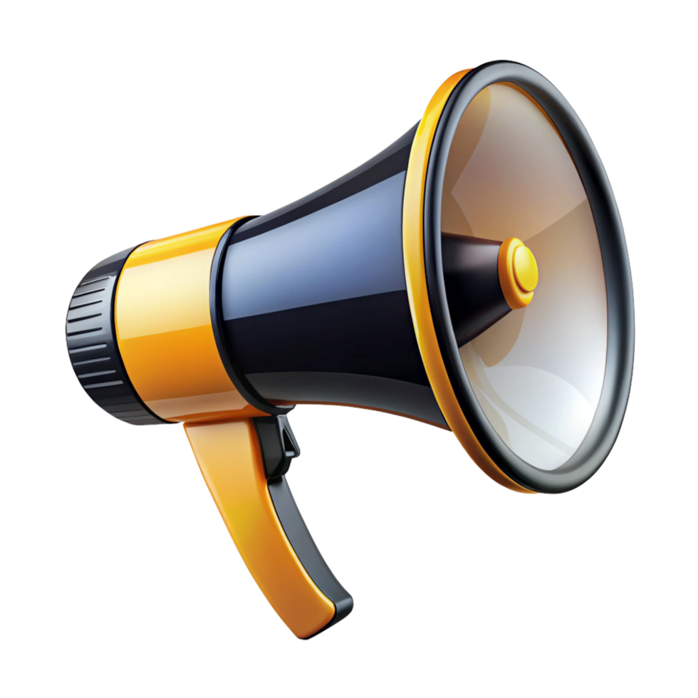 Black and Yellow Megaphone icon isolated on transparent background png