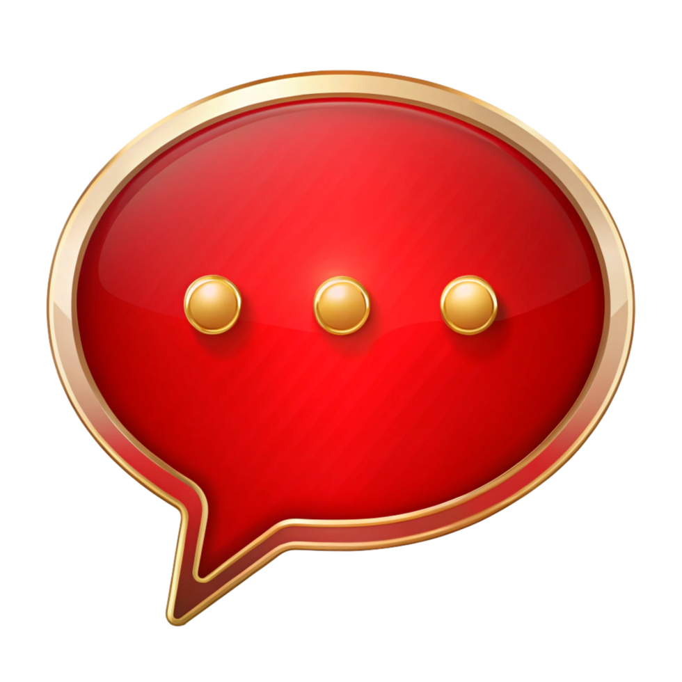 Red Chat Bubble icon isolated on transparent background png