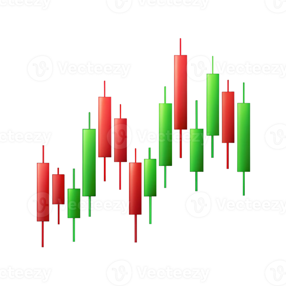 Trading Candle Stick Graph isolated on transparent background png