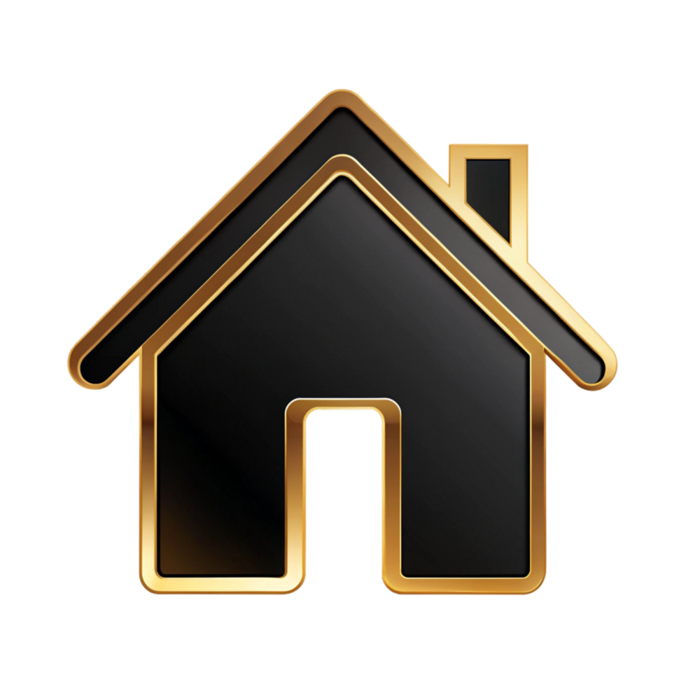 Black And Golden Home icon symbol isolated on transparent background png