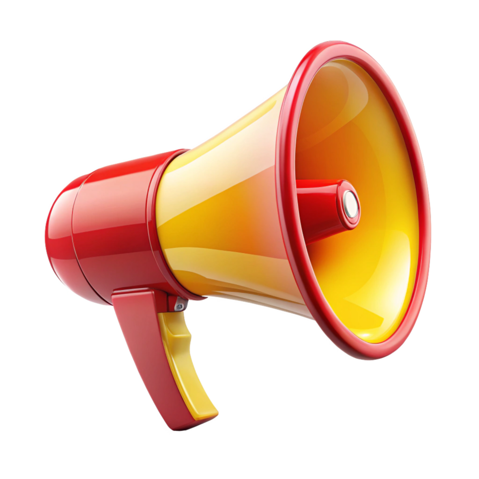Red and Yellow Megaphone icon isolated on transparent background png