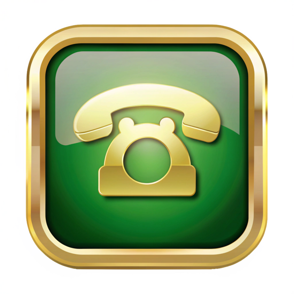 Green and Golden Phone icon button isolated on transparent background png