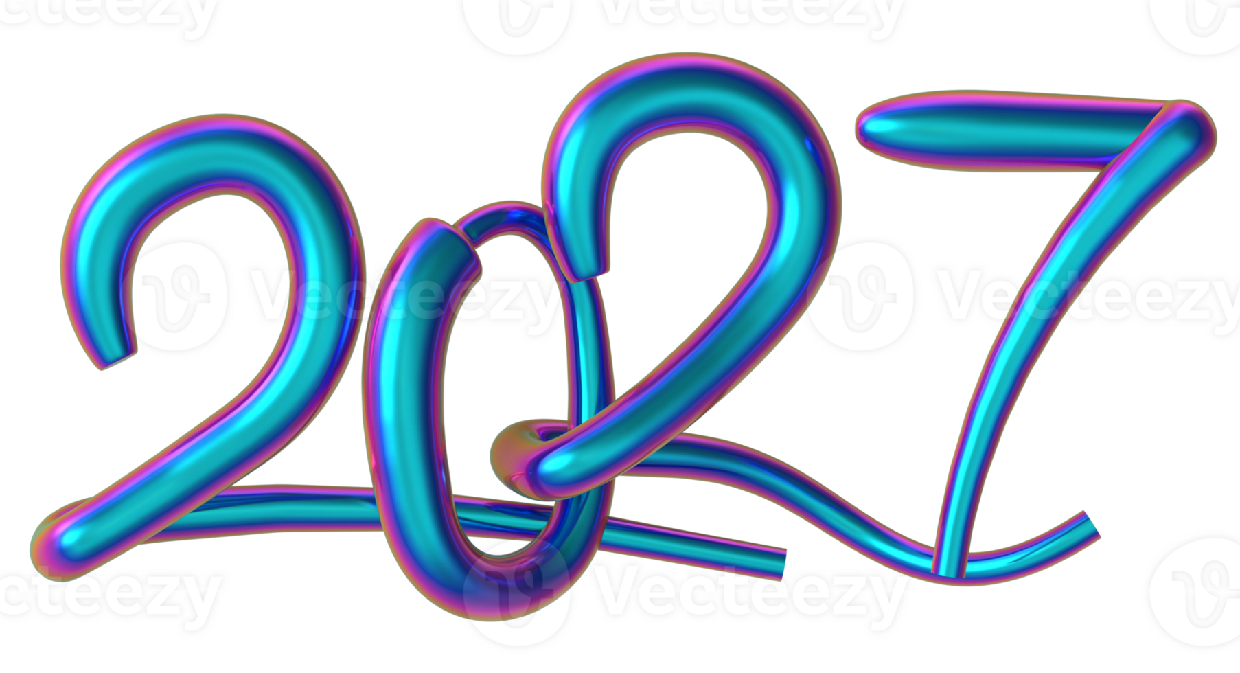 Happy New Year 2027 Oil Slick PVD Coating png