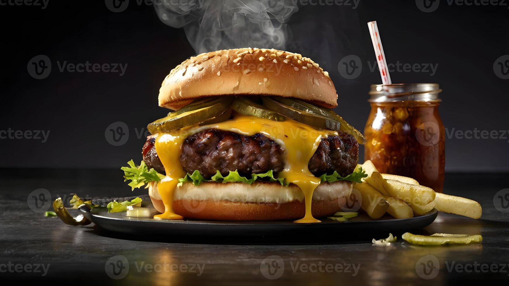 Double Patty Smash Burger with Melted Cheese Pickles photo
