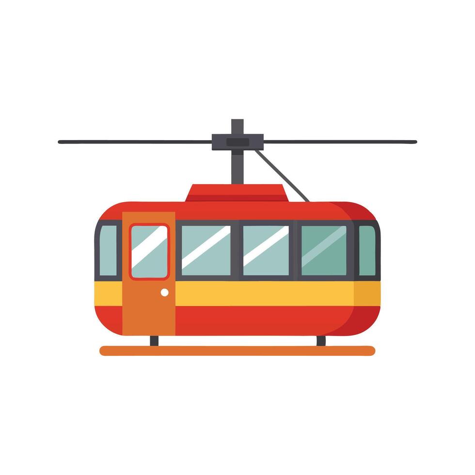 Aerial tramway vehicle isolated flat illustration on white background vector