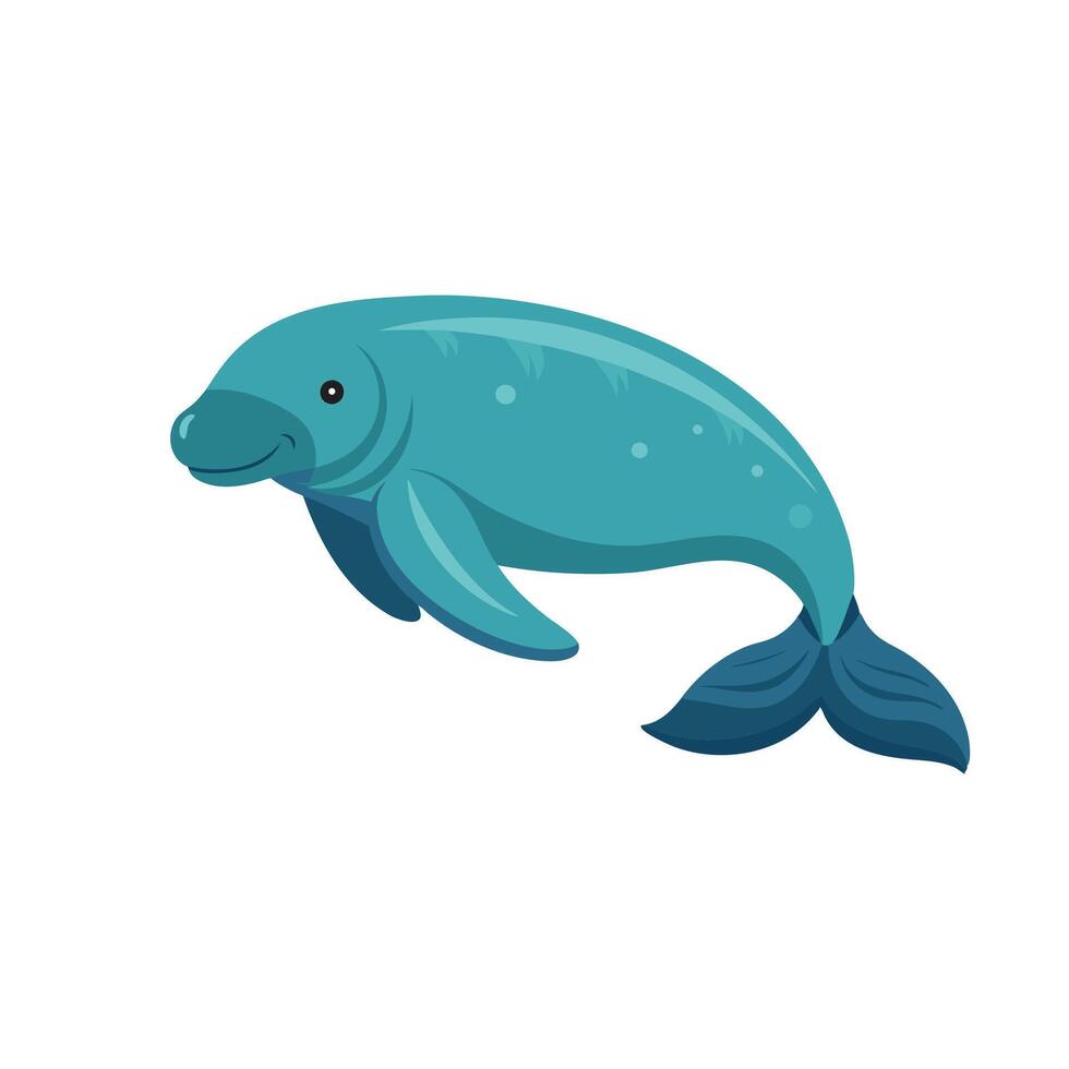 Dugong under water animal isolated flat illustration on white background vector