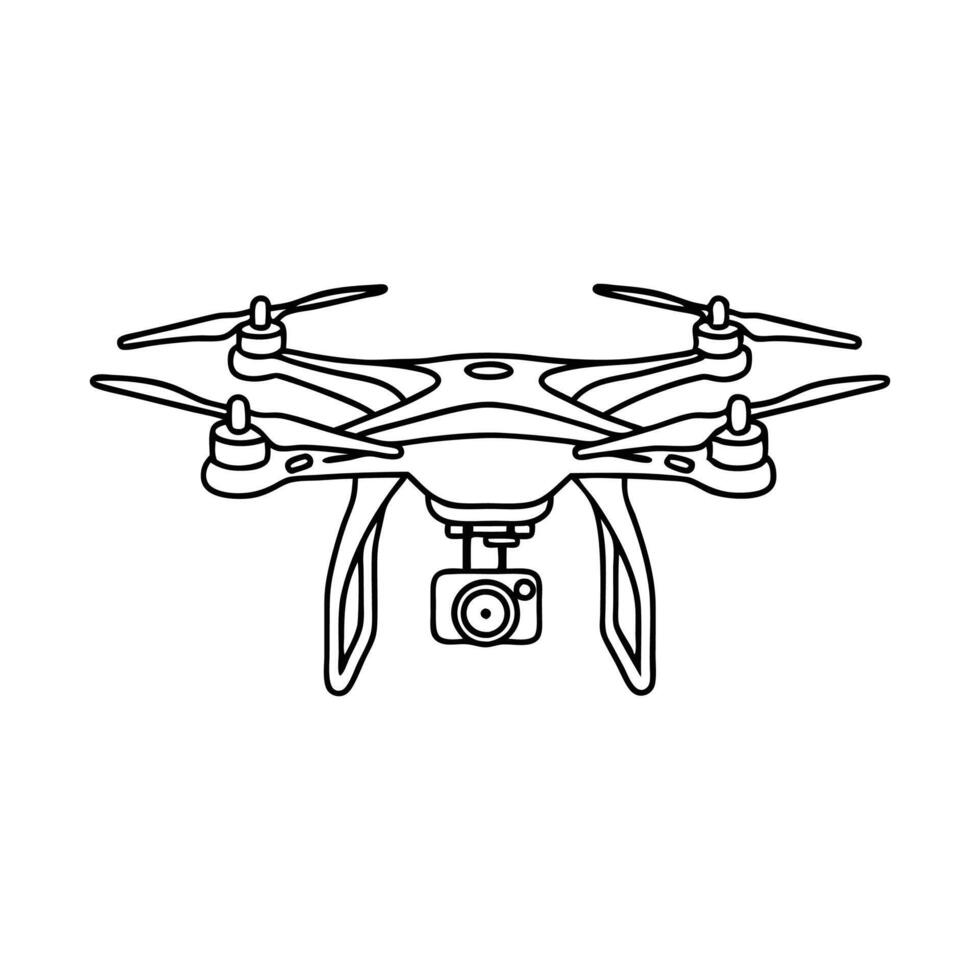 Drone Air transport Line art flat illustration on white background vector