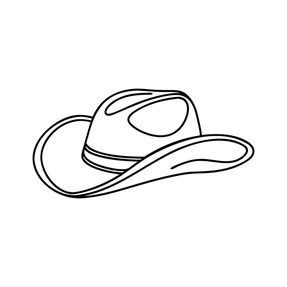 Cowboy hat Line art flat illustration on white background. vector