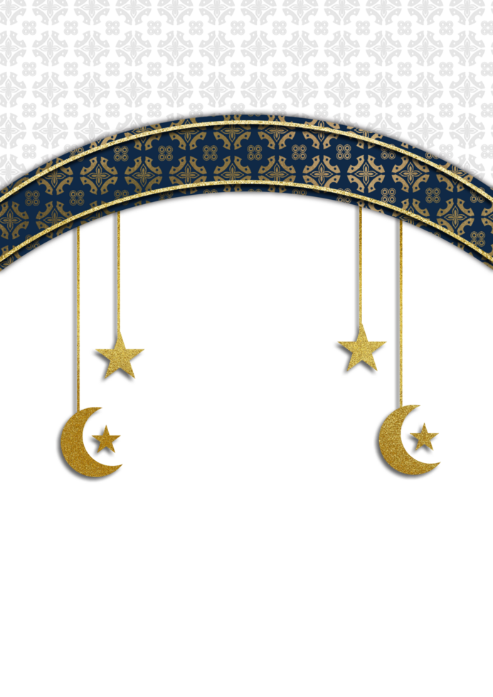 An islamic background with gold stars and crescents png
