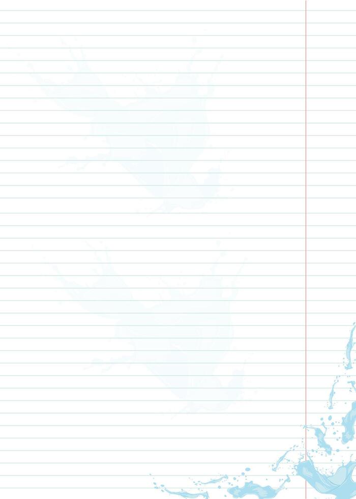 blank lined sheet with liquid splashed vector