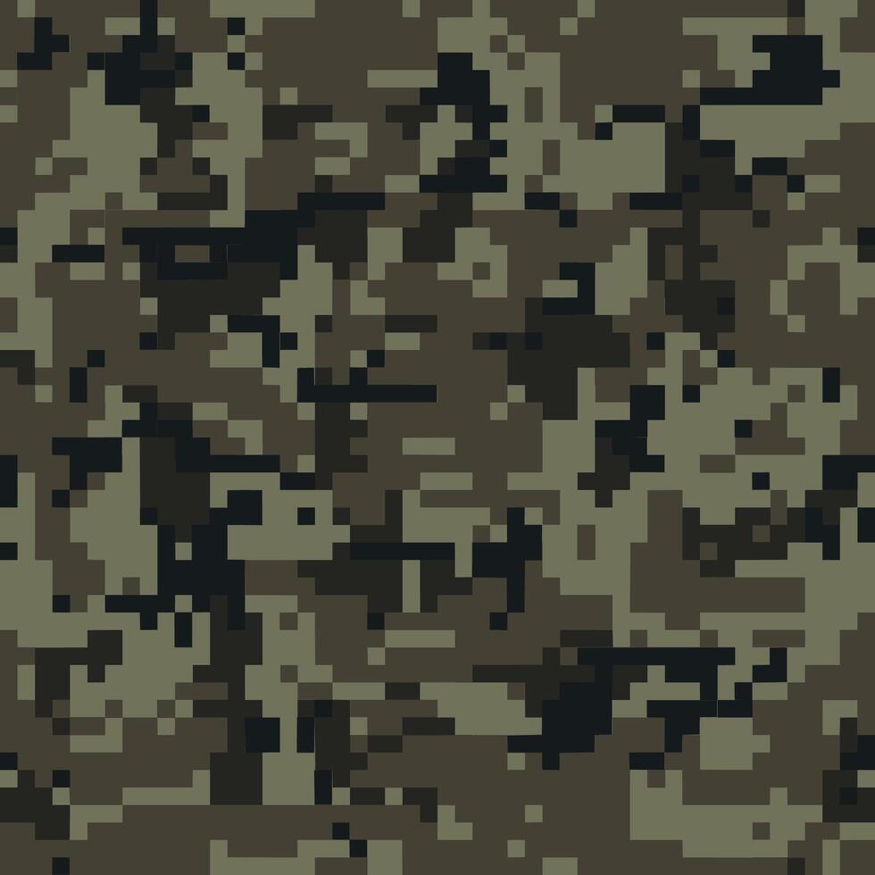 Digital dark camouflage, seamless pattern. Printing on cloth, textile, wallpaper, paper, wrapper. Green color camo, background in military style vector