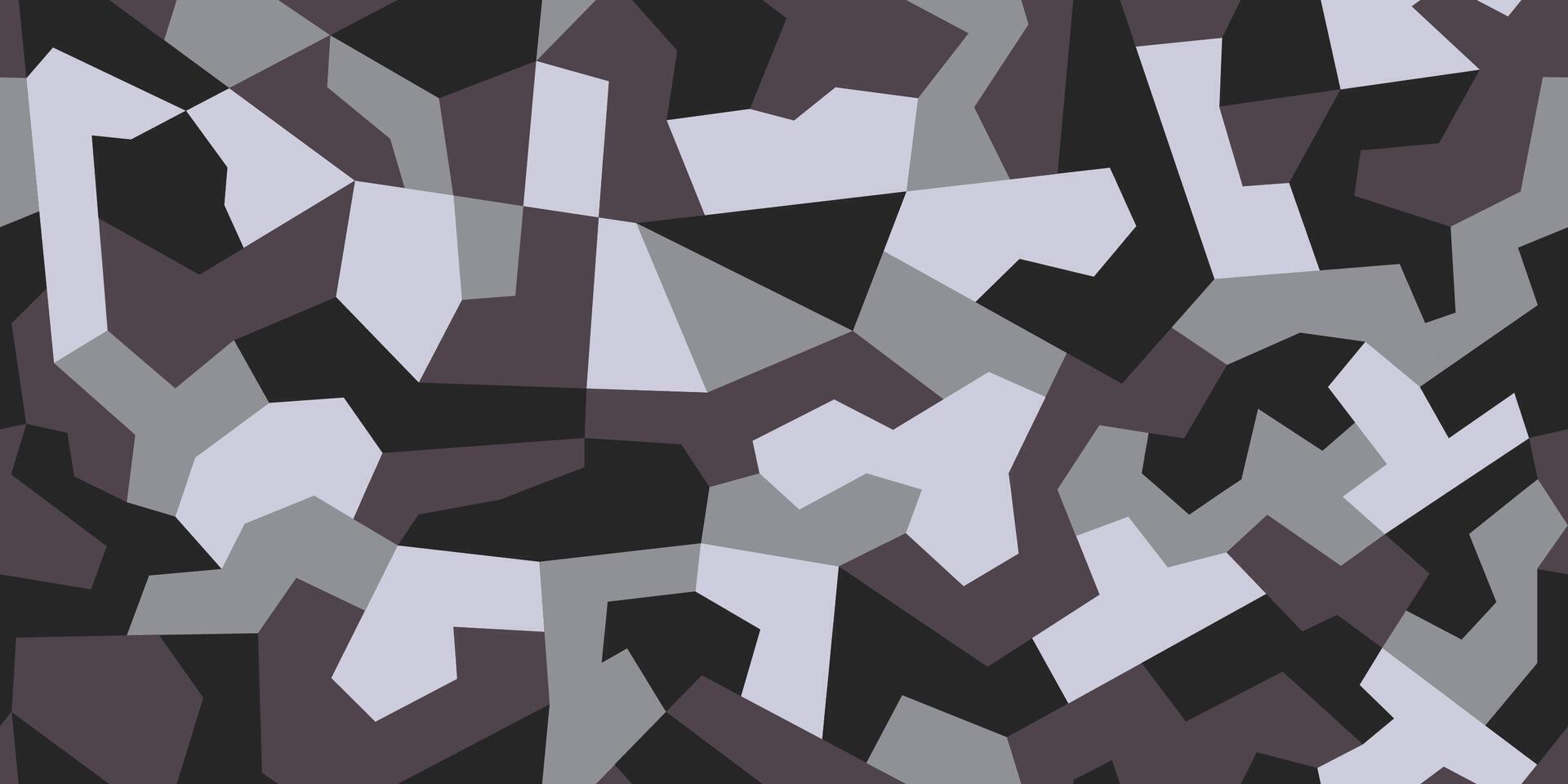 Geometric black gray and brown camouflage seamless pattern. Abstract modern military urban texture. Camo background vector