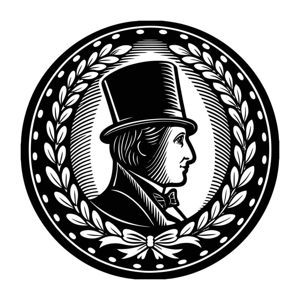 Cameo silhouette of a gentleman in a top hat vector