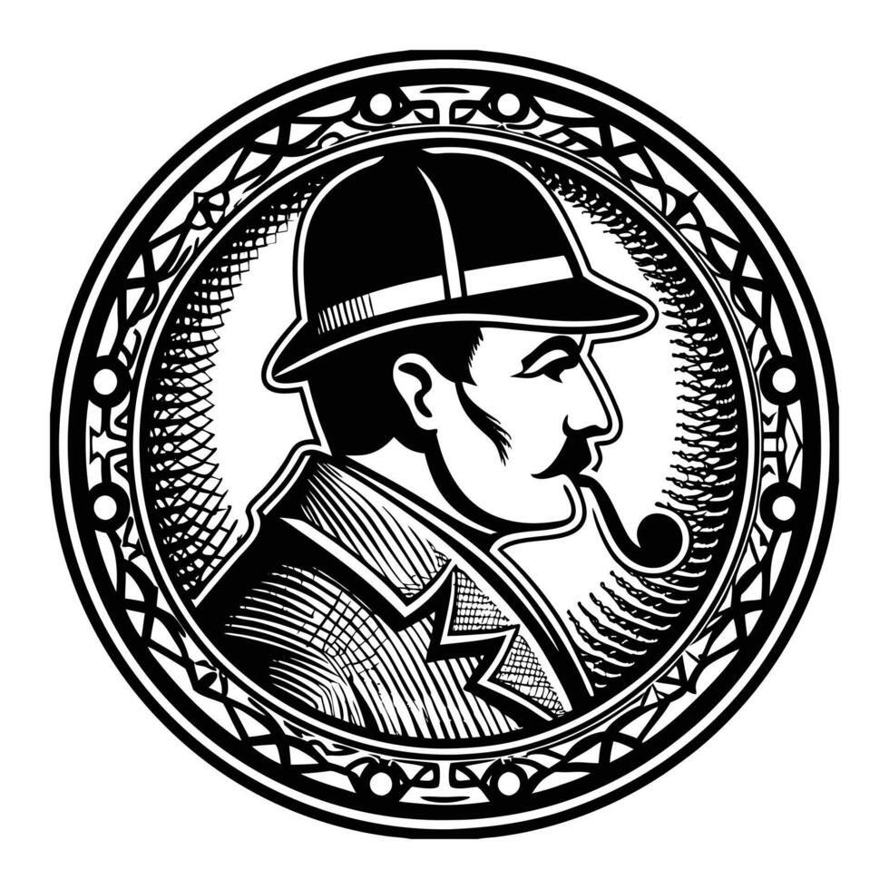 Cameo silhouette of a man with a pipe vector