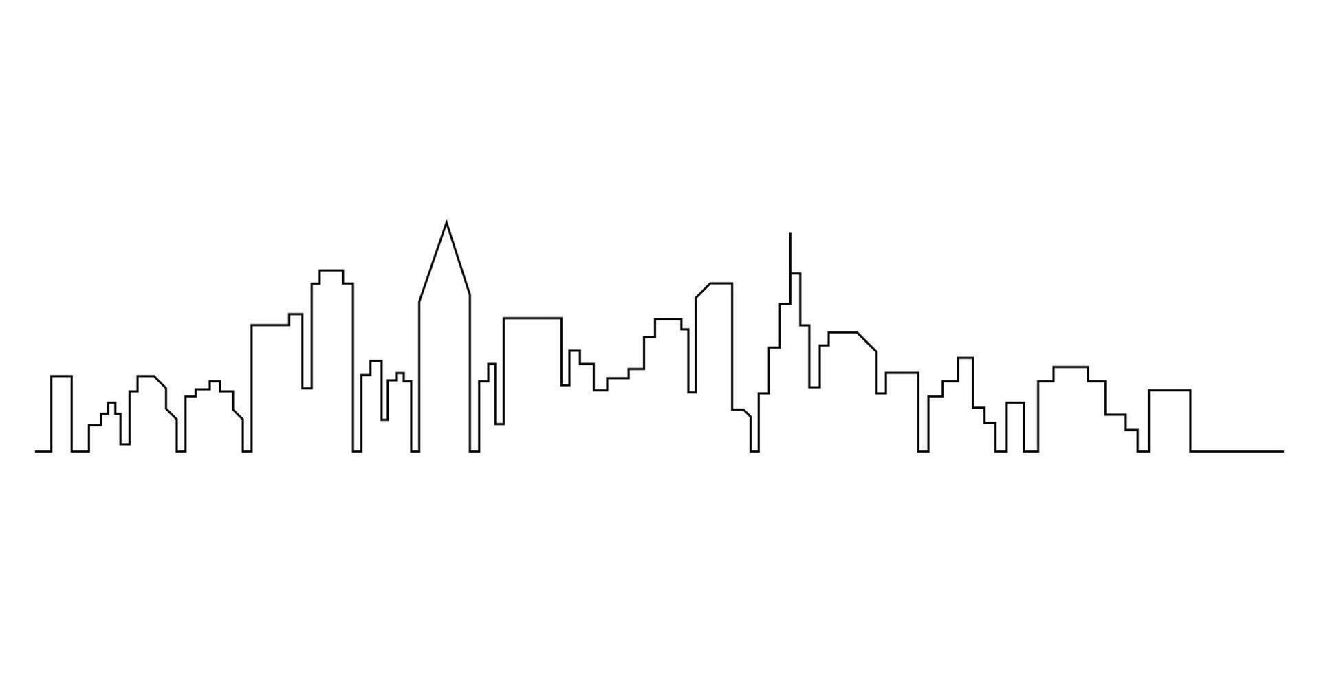 Modern city Line Art Drawing vector