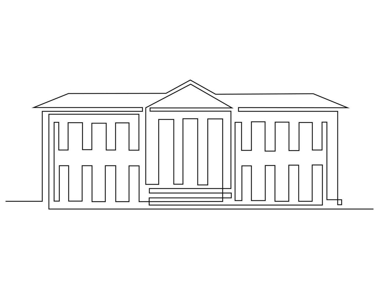 Classic Building One Line Art vector
