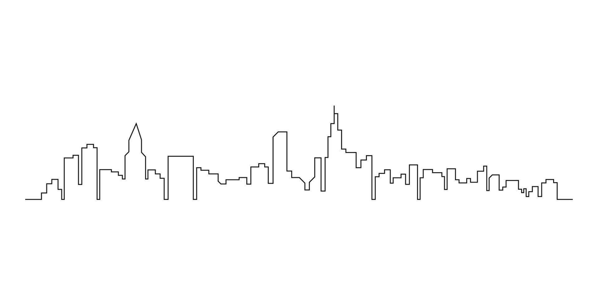 Modern city one Line Art Drawing vector
