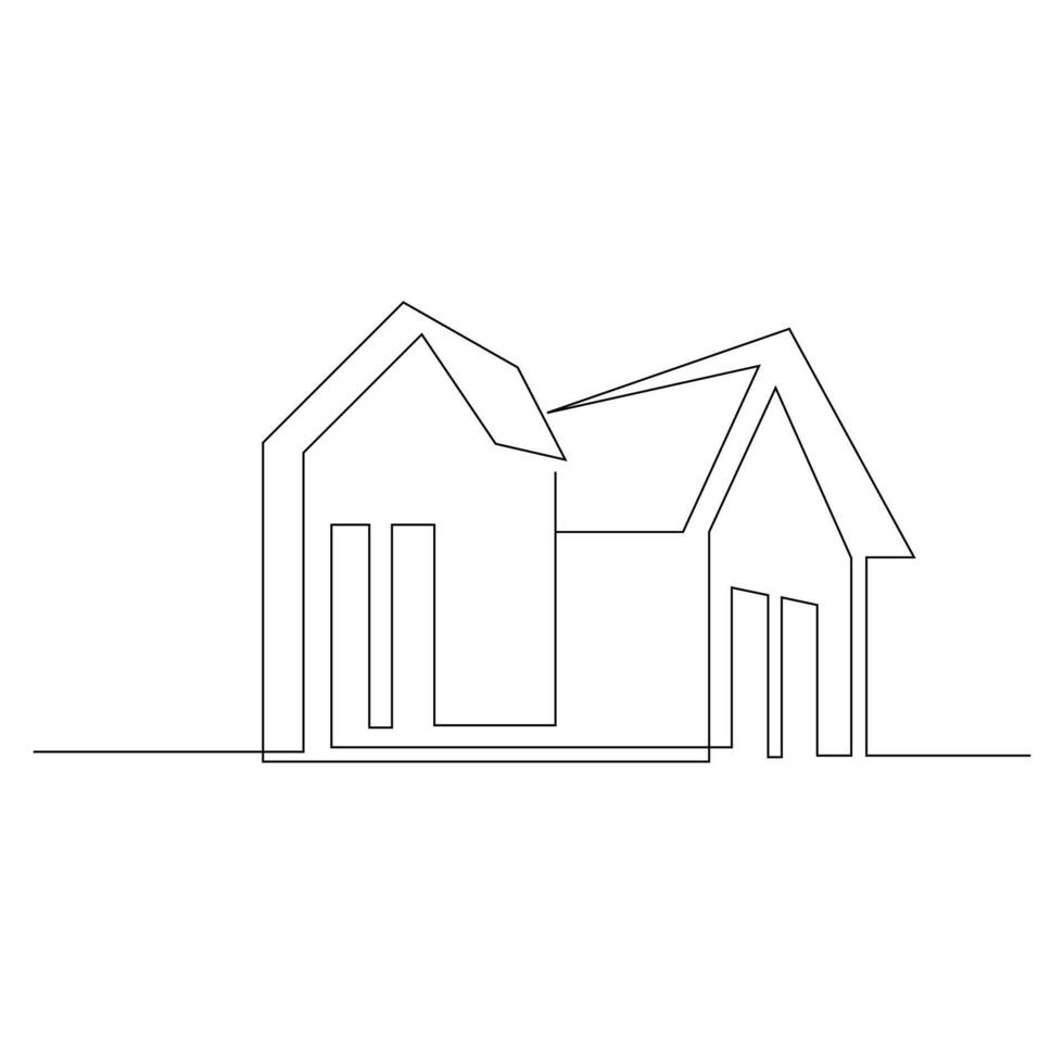 Modern House Continuous Line Drawing vector