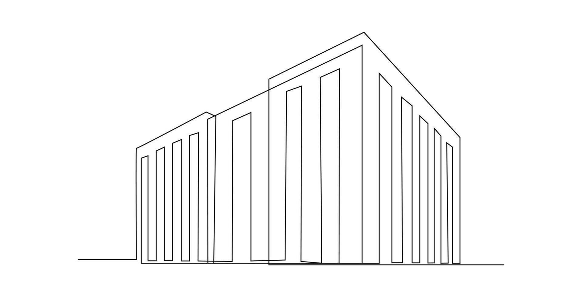 Classic Building Continuous Line Art vector
