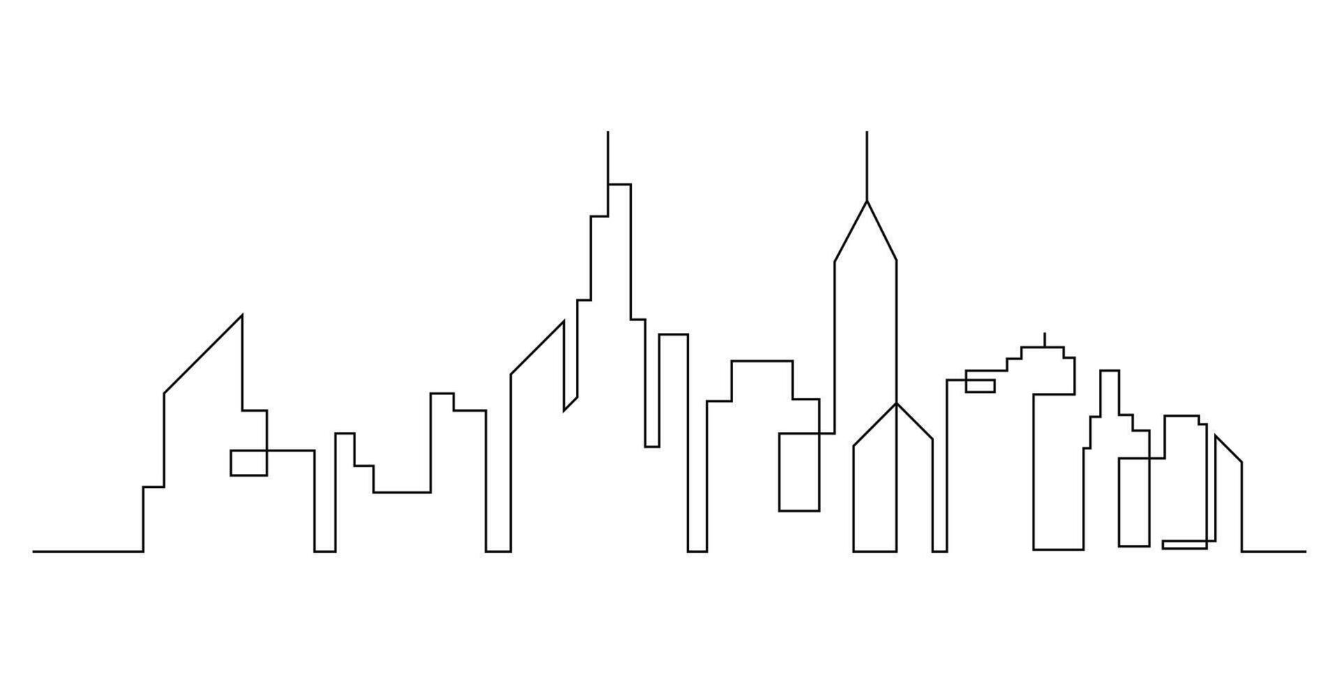 City Skyline Single Line Art vector