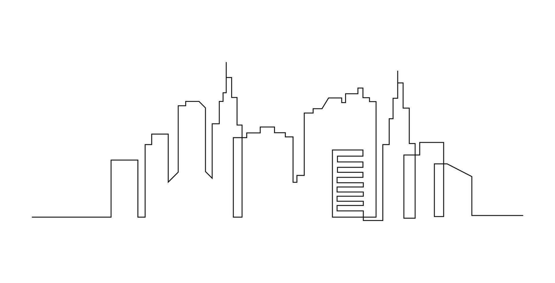 City Skyline Single line art Illustration vector