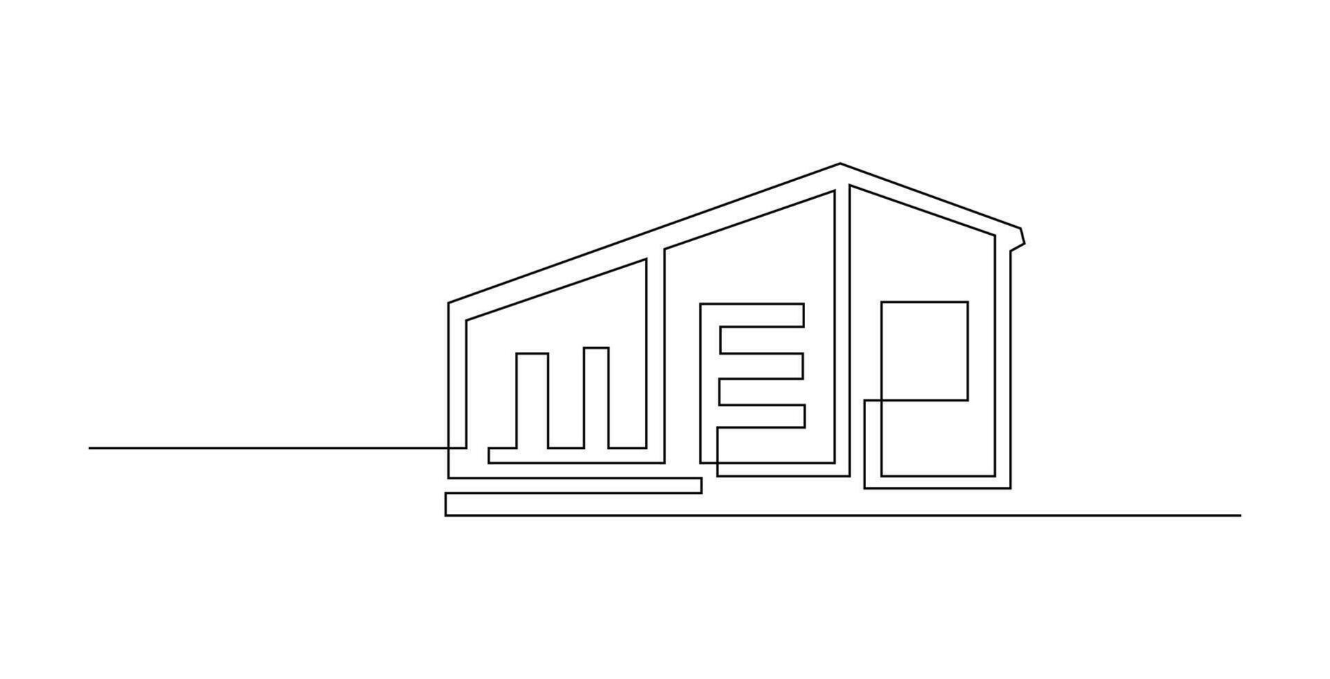 Modern House Line Art Drawing vector