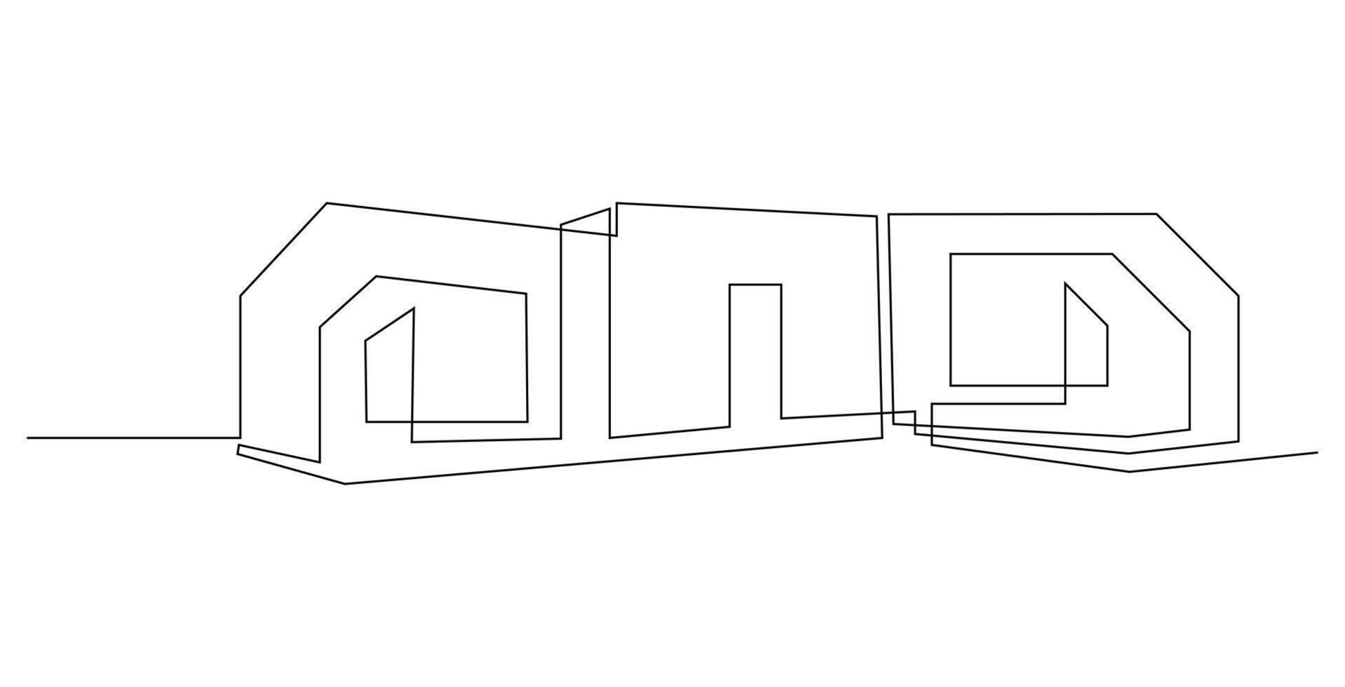 Modern House Single Line Art Drawing vector
