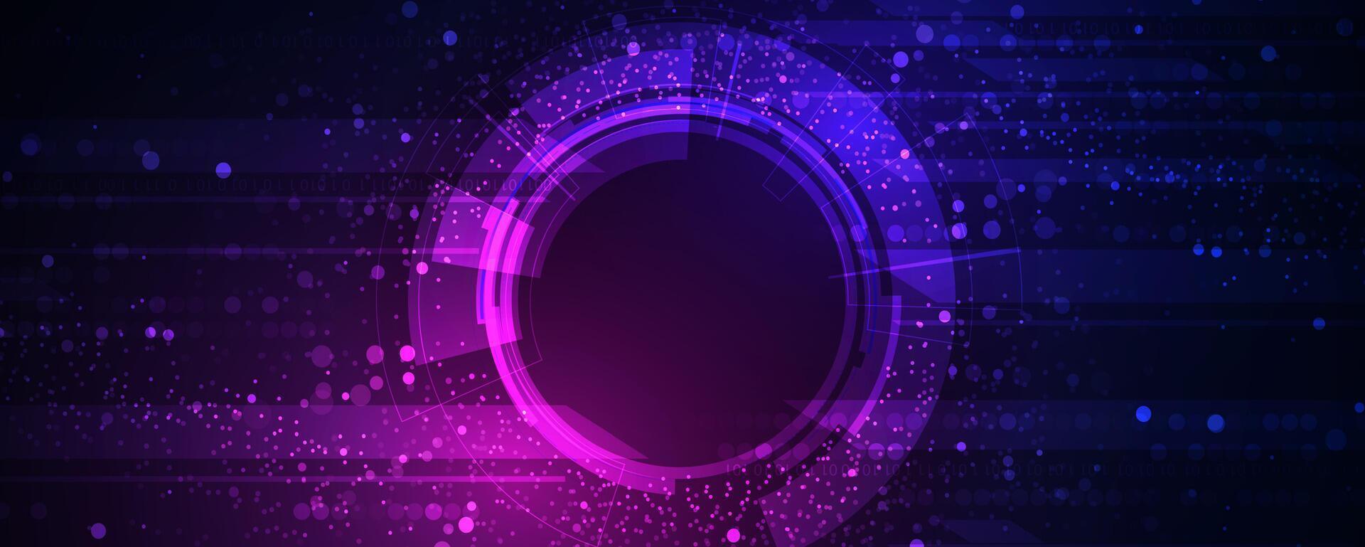 a purple and black background with a circular object vector