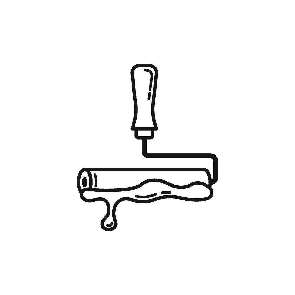 Paint Roller Minimalist Outline Design vector