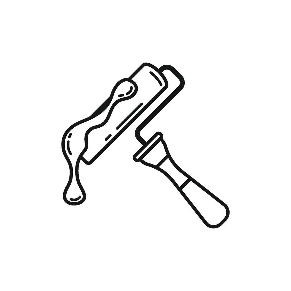 Paint Roller Simple Outline Illustration vector
