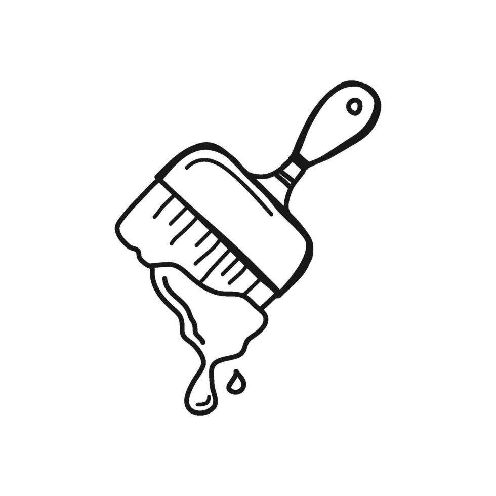 Paint Brush With Wet Paint Drip Outline Illustration vector