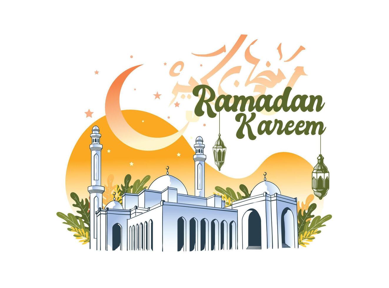 ramadan hand drawn template design vector